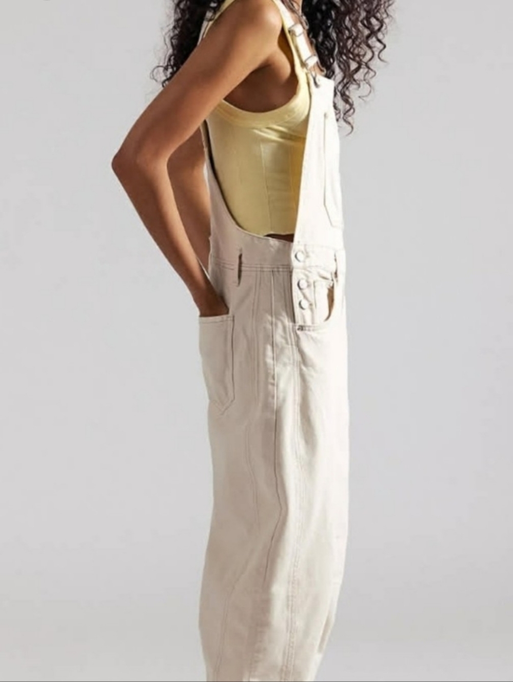 We The Free Lucky You Barrel Overalls, nwot, XS, Cream - Picture 2 of 6